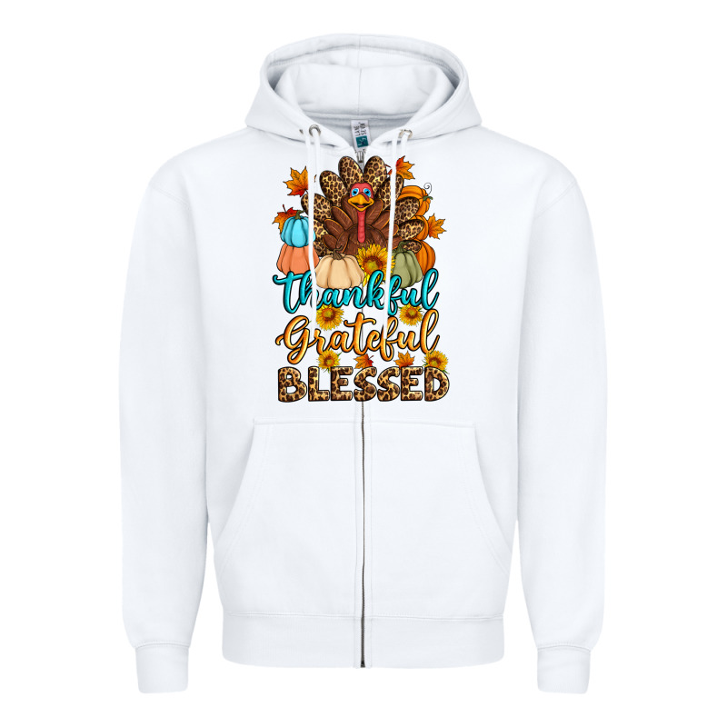 Thankful Grateful Blessed Turkey Zipper Hoodie by Artiststas | Teevron