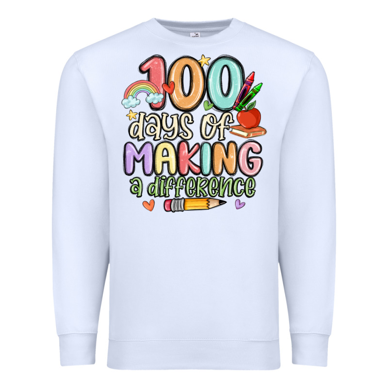 100 Days Of Making A Difference Premium Sweatshirt by MaliasSmallBusiness | Teevron