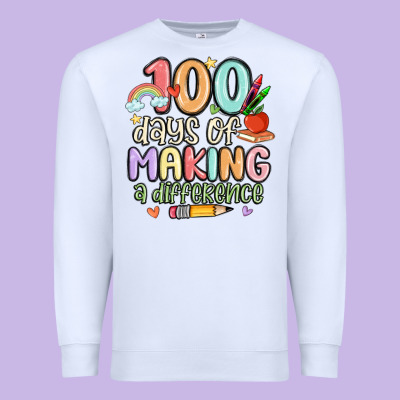 100 Days Of Making A Difference Premium Sweatshirt Designed By Maliassmallbusiness