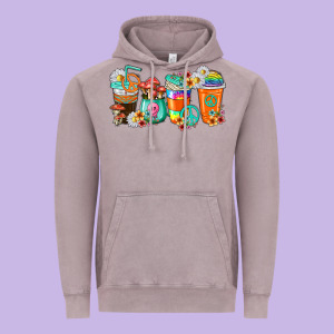 Hippie Coffee Cups Vintage Hoodie Designed By Texasbilliewilder