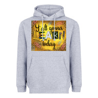 Heather Grey Western Y'all Gonna Learn Today Heavyweight Hoodie - LillyAllenDesigns