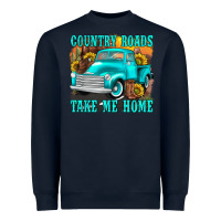 Navy country roads take me home western Heavyweight Sweatshirt - texasbilliewilder