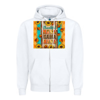 White Thankful mama mama mama Zipper Hoodie - Artiststas
