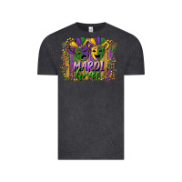 Vintage Black mardi gras mask with leopard background Vintage Tee - RanaPortraitStore