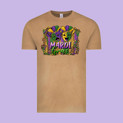 Mardi Gras Mask With Leopard Background Vintage Tee Designed By Ranaportraitstore