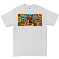 Dove Grey german shepherd with sunflowers license plate Premium Tee - Artiststas