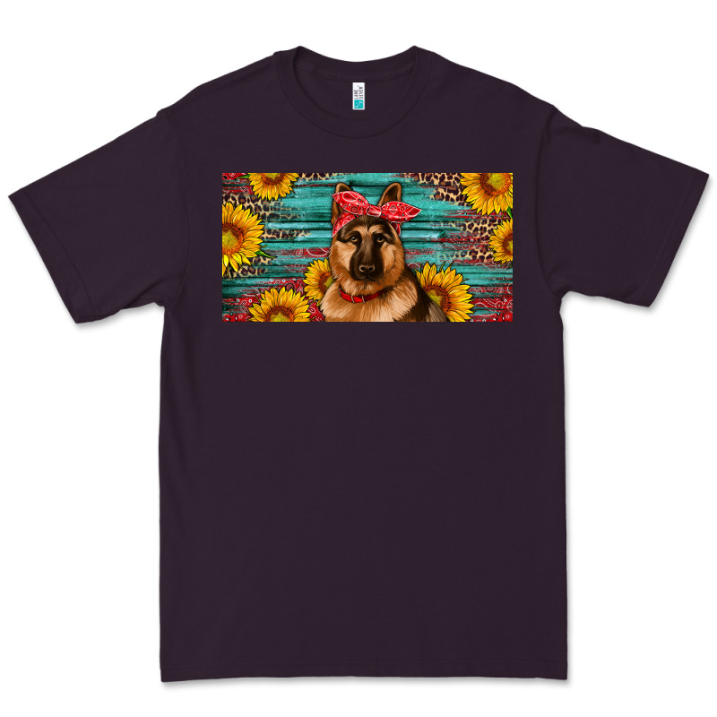 German Shepherd With Sunflowers License Plate Premium Tee by Artiststas | Teevron