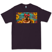Plum german shepherd with sunflowers license plate Premium Tee - Artiststas