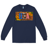 Navy usa sunflowers license plate Long Sleeve Tee - HRA Design Shop