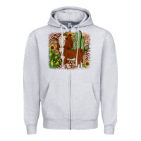 Heather Grey Hereford cactus sunflower Zipper Hoodie - JahusDesignShop