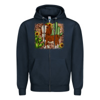 Navy Hereford cactus sunflower Zipper Hoodie - JahusDesignShop