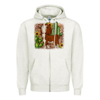Oatmeal Heather Hereford cactus sunflower Zipper Hoodie - JahusDesignShop