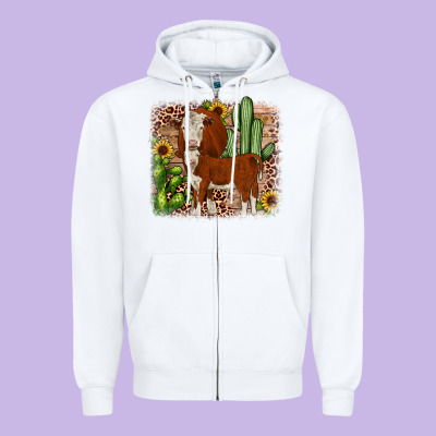 Hereford Cactus Sunflower Zipper Hoodie Designed By Jahusdesignshop