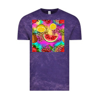 Cloud Purple fruits leopard tie dye seamless pattern Vintage Tee - Zillion Design Studio