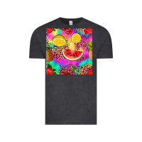Vintage Black fruits leopard tie dye seamless pattern Vintage Tee - Zillion Design Studio