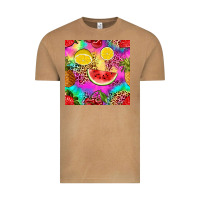 Vintage Camel fruits leopard tie dye seamless pattern Vintage Tee - Zillion Design Studio