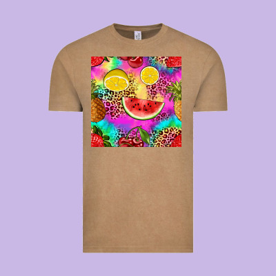 Fruits Leopard Tie Dye Seamless Pattern Vintage Tee Designed By Zillion Design Studio