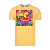 Vintage Mustard fruits leopard tie dye seamless pattern Vintage Tee - Zillion Design Studio