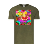 Vintage Olive fruits leopard tie dye seamless pattern Vintage Tee - Zillion Design Studio