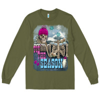 Army Green Winter tis the season skeleton Long Sleeve Tee - FaDigitalArtStudio