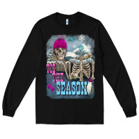 Black Winter tis the season skeleton Long Sleeve Tee - FaDigitalArtStudio