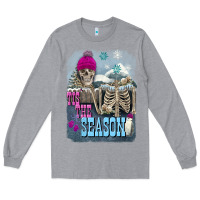 Heather Grey Winter tis the season skeleton Long Sleeve Tee - FaDigitalArtStudio