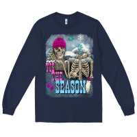 Navy Winter tis the season skeleton Long Sleeve Tee - FaDigitalArtStudio