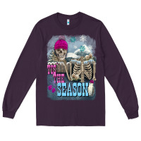 Plum Winter tis the season skeleton Long Sleeve Tee - FaDigitalArtStudio