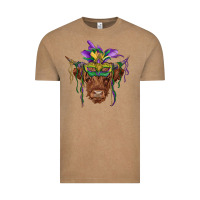 Vintage Coffee mardi gras mask highland cow Vintage Tee - RanaPortraitStore