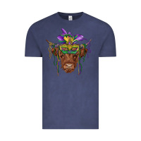 Vintage Denim mardi gras mask highland cow Vintage Tee - RanaPortraitStore
