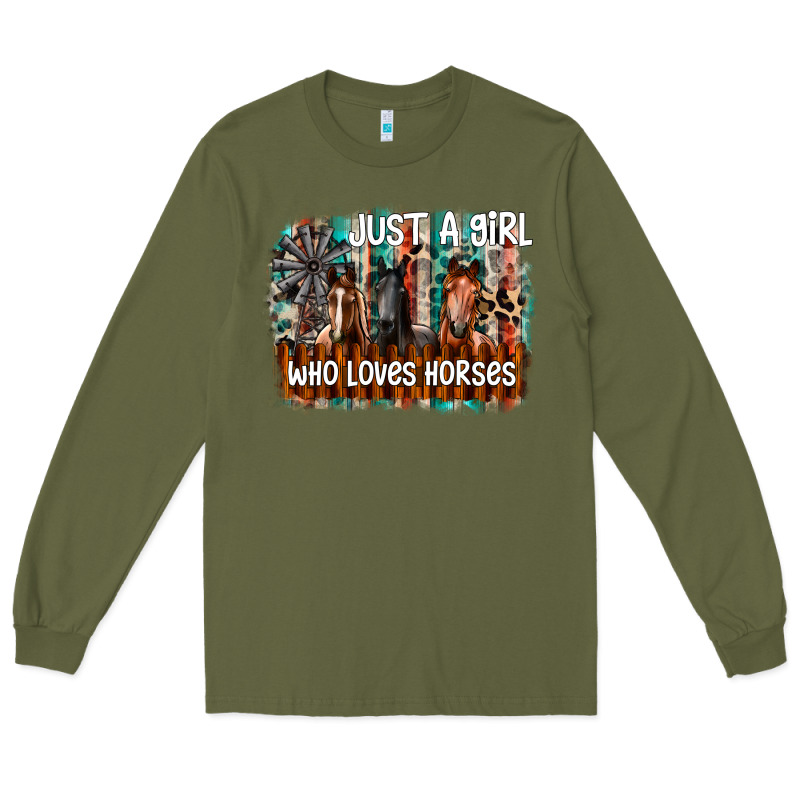 Just A Girl Who Loves Horses Long Sleeve Tee by CowhideDigitalArt | Teevron