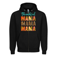 Black Thankful mama mama mama Zipper Hoodie - Artiststas