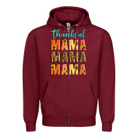 Burgundy Thankful mama mama mama Zipper Hoodie - Artiststas
