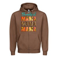 Chestnut Thankful mama mama mama Zipper Hoodie - Artiststas