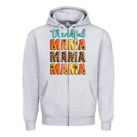 Heather Grey Thankful mama mama mama Zipper Hoodie - Artiststas