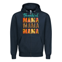 Navy Thankful mama mama mama Zipper Hoodie - Artiststas