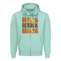 Seafoam Thankful mama mama mama Zipper Hoodie - Artiststas