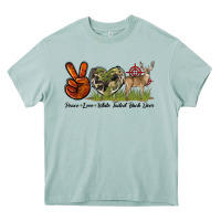 Arona Peace Love White Tailed Buck Deer Heavy Core Tee - LillyAllenDesigns