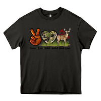 Asphalt Peace Love White Tailed Buck Deer Heavy Core Tee - LillyAllenDesigns
