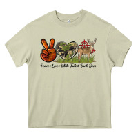 Mossy Peace Love White Tailed Buck Deer Heavy Core Tee - LillyAllenDesigns