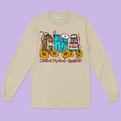 Cma Certified Medical Assistant Long Sleeve Tee Designed By Fadigitalartstudio