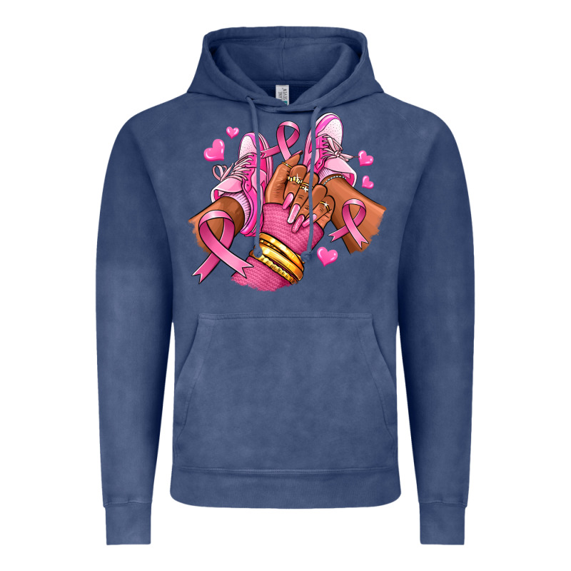 Breast Cancer Afro Girl Sneakers Vintage Hoodie by RanaPortraitStore | Teevron