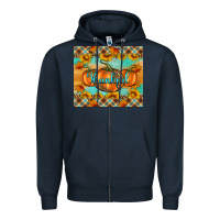 Navy Thankful Pumpkins Zipper Hoodie - Artiststas