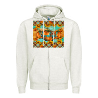 Oatmeal Heather Thankful Pumpkins Zipper Hoodie - Artiststas