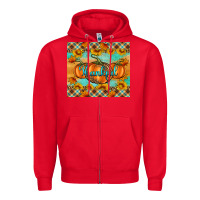 Red Thankful Pumpkins Zipper Hoodie - Artiststas
