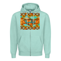 Seafoam Thankful Pumpkins Zipper Hoodie - Artiststas