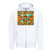White Thankful Pumpkins Zipper Hoodie - Artiststas