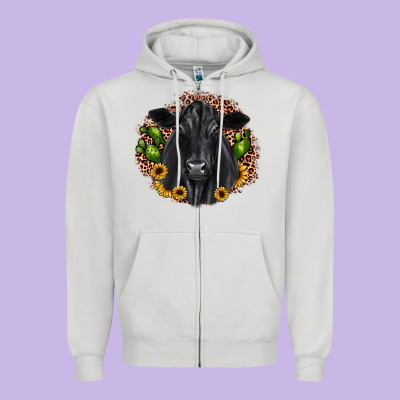 Black Angus Cactus Sunflower Zipper Hoodie Designed By Jahusdesignshop