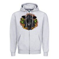 Heather Grey black angus cactus sunflower Zipper Hoodie - JahusDesignShop