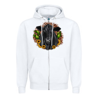 White black angus cactus sunflower Zipper Hoodie - JahusDesignShop